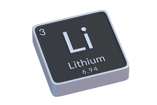 Χημικό Στοιχείο Λιθίου Του Περιοδικού Πίνακα Που Απομονώνεται Λευκό Φόντο — Φωτογραφία Αρχείου