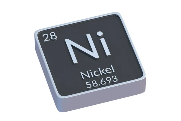 Nickel Kemisk Beståndsdel Periodiska Tabell Isolerad Vit Bakgrund Metallisk Symbol — Stockfoto