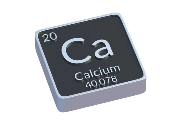 Calcium Chemisch Element Van Periodiek Systeem Geïsoleerd Witte Achtergrond Metaalsymbool — Stockfoto