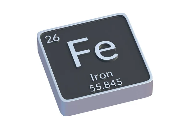 Eisen Chemisches Element Des Periodensystems Isoliert Auf Weißem Hintergrund Metallisches — Stockfoto