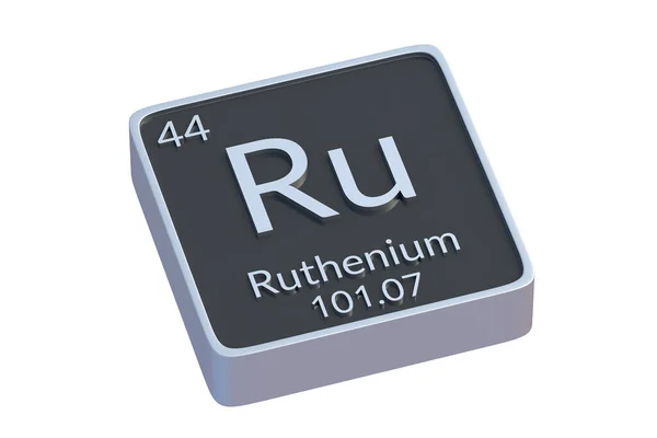 Ruthenium Kemisk Del Periodiska Tabellen Isolerad Vit Bakgrund Metallisk Symbol — Stockfoto
