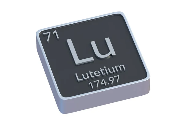 Lutetium Chemisches Element Des Periodensystems Isoliert Auf Weißem Hintergrund Metallisches — Stockfoto