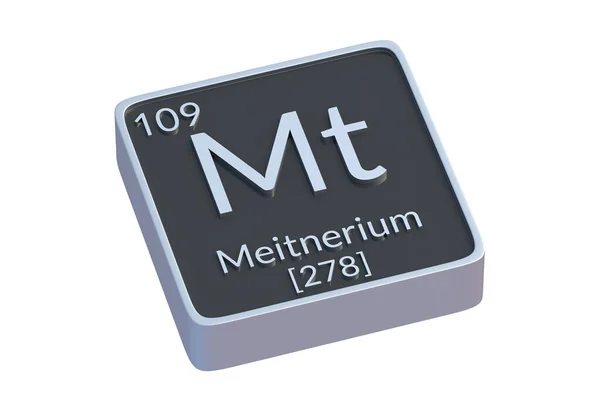Meitnerium Chemisch Element Van Periodiek Systeem Geïsoleerd Witte Achtergrond Metaalsymbool — Stockfoto