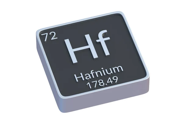 Hafnium Grunnstoff Periodisk Tabell Isolert Hvit Bakgrunn Kjemikalieelementets Metallsymbol Gjengitt – stockfoto