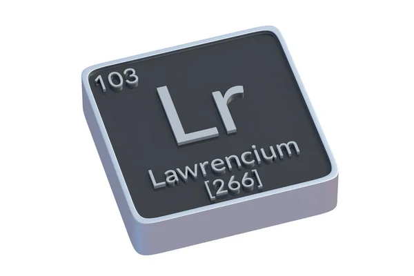 Lawrencium Chemisch Element Van Periodiek Systeem Geïsoleerd Witte Achtergrond Metaalsymbool — Stockfoto