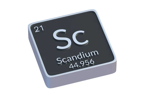 Scandium Хімічний Елемент Періодичної Таблиці Ізольований Білому Тлі Металевий Символ — стокове фото