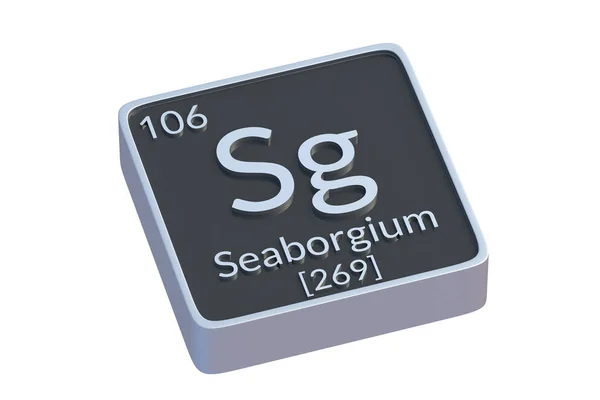 Seaborgium Kemiskt Element Periodiska Tabell Isolerad Vit Bakgrund Metallisk Symbol — Stockfoto