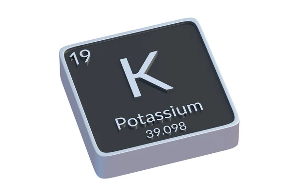 白色の背景に分離された周期表のKカリウム化学元素 化学元素の金属記号 3Dレンダリング — ストック写真