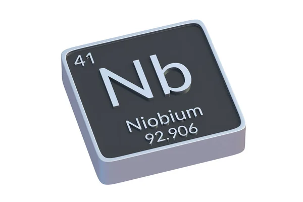 Niobium Chemisch Element Van Periodiek Systeem Geïsoleerd Witte Achtergrond Metaalsymbool — Stockfoto