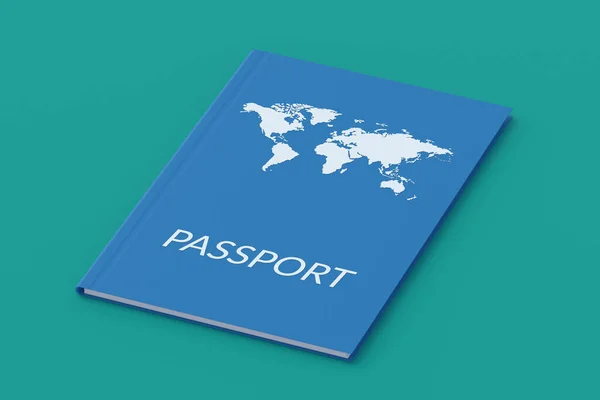 Passport Green Background Travel Concept Summer Vacation Worldwide Journey Render — Stock Photo, Image