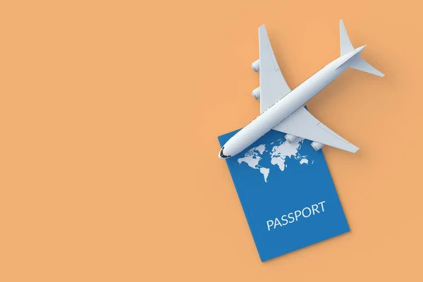 Passaporte Perto Avião Conceito Viagem Férias Viagem Mundial Espaço Para — Fotografia de Stock