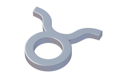 Astrolojik işaret boğa beyaz arka planda izole edilmiş. Metalik zodyak sembolü. 3d hazırlayıcı