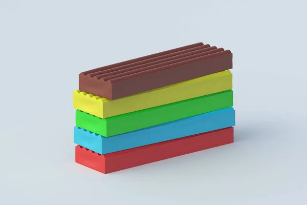 Stack Plasticine Bricks Gray Background Modeling Clay Toy Kids Preschool — Stock Photo, Image