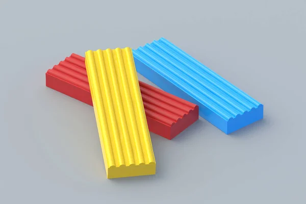Heap Plasticine Bricks Gray Background Modeling Clay Toy Kids Preschool — Stock Photo, Image