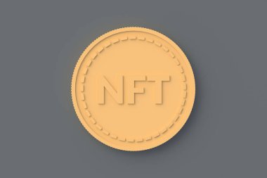 Paraya NFT yazıtları. Para iadesi olmayan jeton. Engelleme teknolojisi konsepti. Dijital pazarlama. Modern sanat. Kripto sanat eseri. Üst Manzara. 3d hazırlayıcı