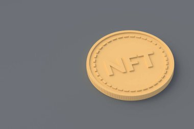 Paraya NFT yazıtları. Para iadesi olmayan jeton. Engelleme teknolojisi konsepti. Dijital pazarlama. Modern sanat. Kripto sanat eseri. Uzayı kopyala 3d hazırlayıcı