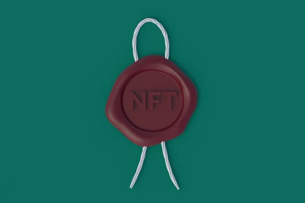 Nft Felirat Pecsétviaszon Nem Helyettesíthető Zseton Blokkoláslánc Technológia Koncepció Digitális — Stock Fotó