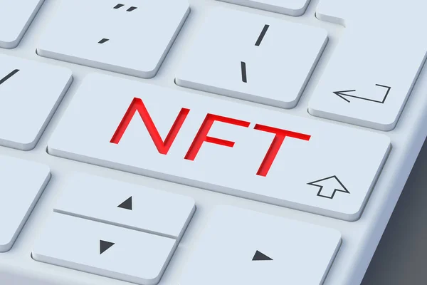 Nft Inscrição Botão Teclado Token Não Fungível Conceito Tecnologia Blockchain — Fotografia de Stock
