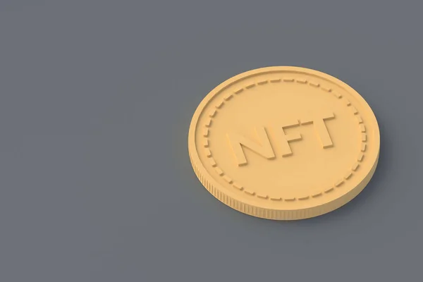 Nft Надпись Монете Невзаимозаменяемый Знак Технология Блокчейн Цифровой Маркетинг Современное — стоковое фото