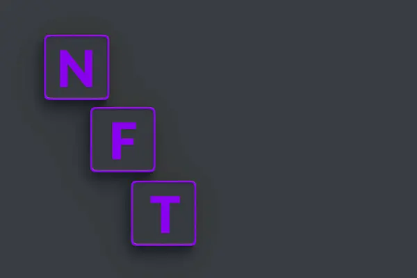 Nft Inscrição Botões Néon Token Não Fungível Conceito Tecnologia Blockchain — Fotografia de Stock