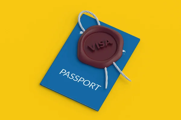 単語ビザとシールワックスの近くのパスポート 休暇の概念 国際旅行 夏休みだ 3Dレンダリング — ストック写真