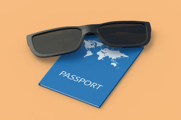 Passaporte Perto Óculos Escuros Conceito Férias Viagens Internacionais Férias Verão — Fotografia de Stock