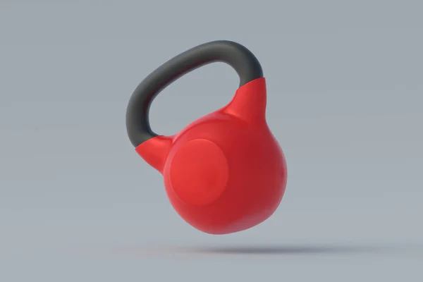 灰色背景上的水壶铃铛掉了 运动器材 力量提升训练 练练习题健康的生活方式3D渲染 — 图库照片