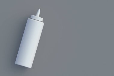 Mayonez için bir şişe. Fast food konsepti. Üst Manzara. Uzayı kopyala 3d hazırlayıcı
