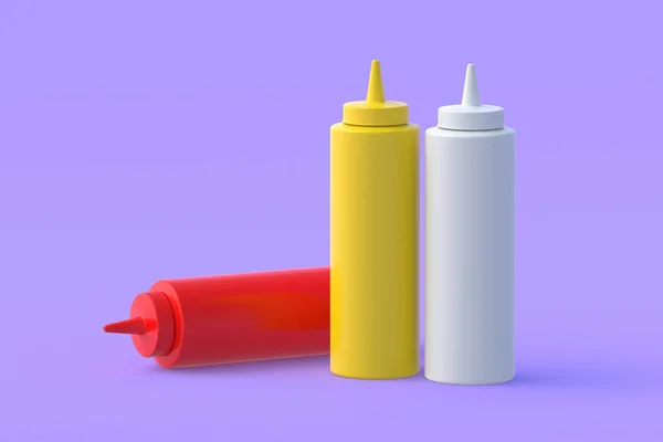 Flaschen Für Soßen Fast Food Konzept Darstellung — Stockfoto