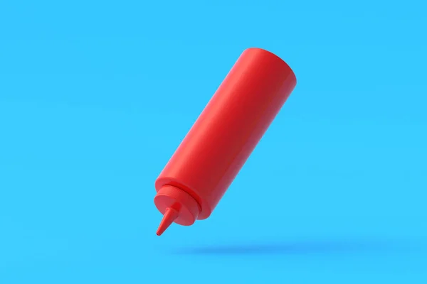 Fallende Flasche Für Ketchup Fast Food Konzept Darstellung — Stockfoto
