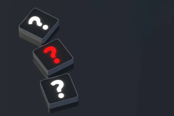 Cubos Com Símbolos Pergunta Brilhantes Resposta Correta Pergunta Incorrecta Faq — Fotografia de Stock