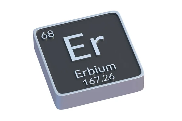 在白色背景下分离的周期表Erbium Er化学元素 化学元素的金属符号 3D渲染 — 图库照片