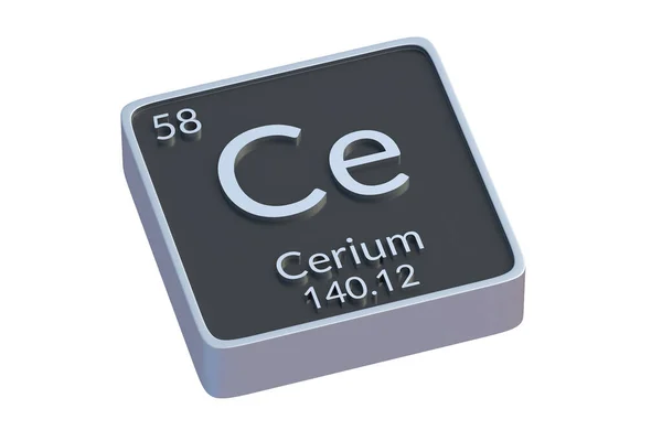 Cerium Chemisch Element Van Periodiek Systeem Geïsoleerd Witte Achtergrond Metaalsymbool — Stockfoto