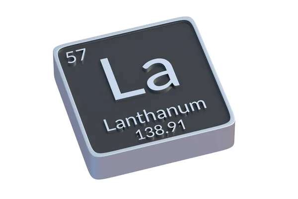 Lanthanum Kemiska Element Periodiska Tabell Isolerad Vit Bakgrund Metallisk Symbol — Stockfoto