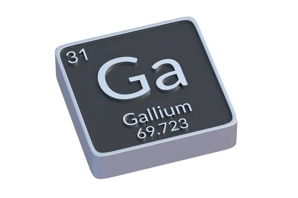 Gallium Kemisk Del Periodiska Tabell Isolerad Vit Bakgrund Metallisk Symbol — Stockfoto