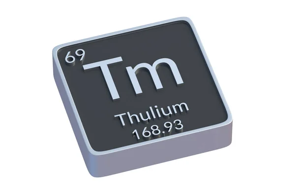 Thulium Chemický Prvek Periodické Tabulky Izolovaný Bílém Pozadí Kovový Symbol — Stock fotografie