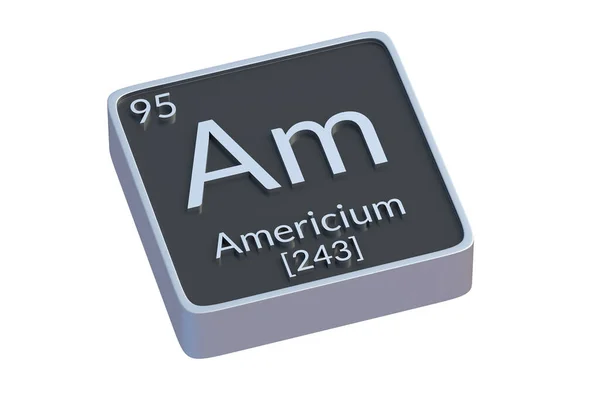 Americium Chemischen Element Des Periodensystems Isoliert Auf Weißem Hintergrund Metallisches — Stockfoto