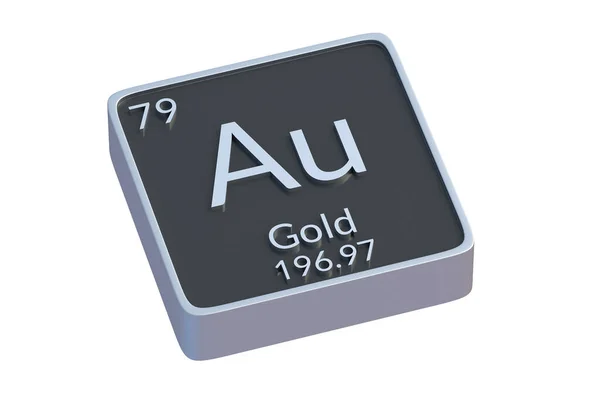 Χρυσό Χημικό Στοιχείο Του Περιοδικού Πίνακα Απομονώνονται Λευκό Φόντο Μεταλλικό — Φωτογραφία Αρχείου