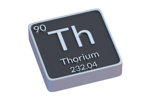 白色の背景に単離された周期表のトリウムTh化学元素 化学元素の金属記号 3Dレンダリング — ストック写真