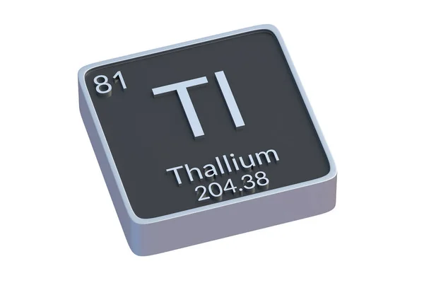 在白色背景下分离的周期表的Thallium Tl化学元素 化学元素的金属符号 3D渲染 — 图库照片