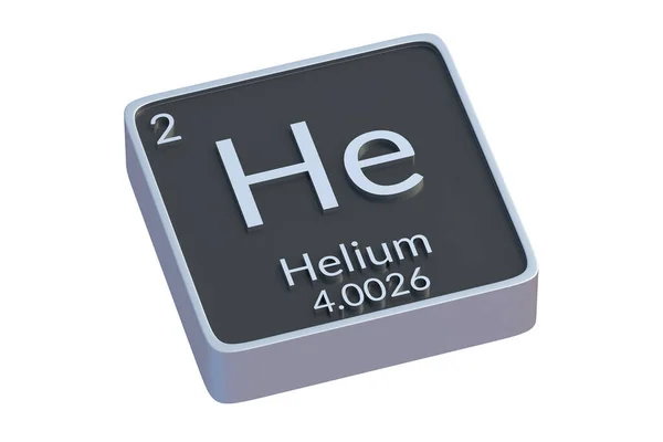Helium Han Kemiska Element Periodiska Systemet Isolerad Vit Bakgrund Metallisk — Stockfoto