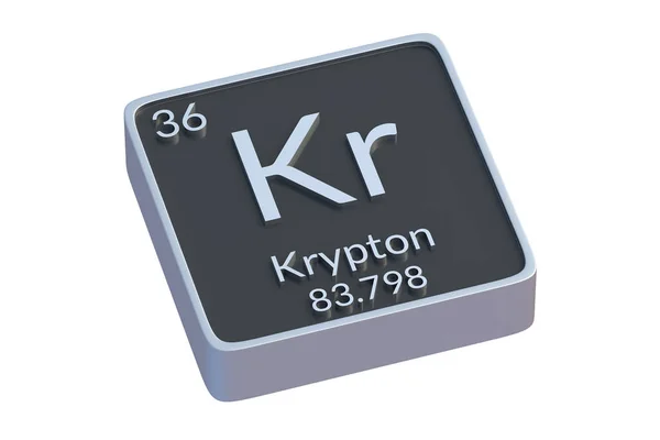 Krypton Χημικό Στοιχείο Του Περιοδικού Πίνακα Απομονώνονται Λευκό Φόντο Μεταλλικό — Φωτογραφία Αρχείου