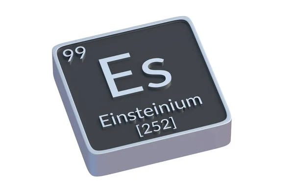 白色の背景に分離された周期表のEinsteinium Es化学元素 化学元素の金属記号 3Dレンダリング — ストック写真