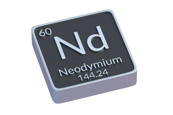 Neodymium Chemisch Element Van Periodiek Systeem Geïsoleerd Witte Achtergrond Metaalsymbool — Stockfoto