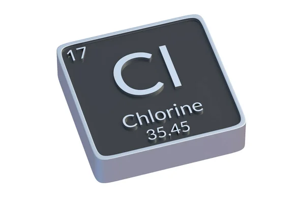 Chloor Chemisch Element Van Periodiek Systeem Geïsoleerd Witte Achtergrond Metaalsymbool — Stockfoto