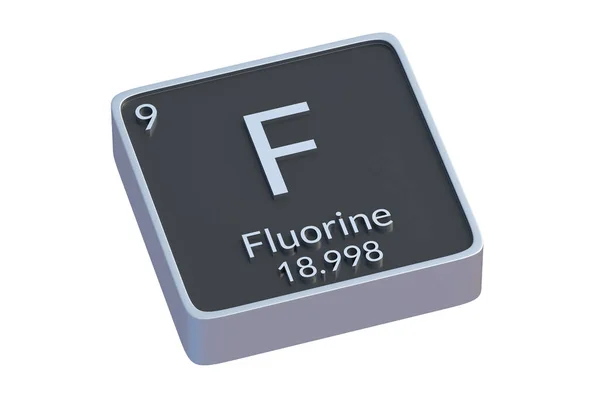 Fluor Chemisches Element Des Periodensystems Isoliert Auf Weißem Hintergrund Metallisches — Stockfoto