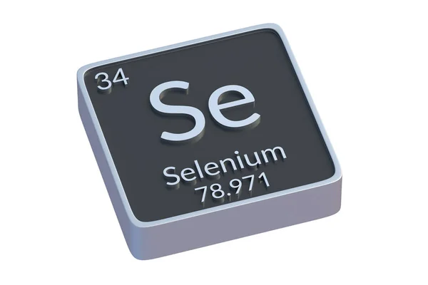 Selen Kemisk Del Periodiska Systemet Isolerad Vit Bakgrund Metallisk Symbol — Stockfoto