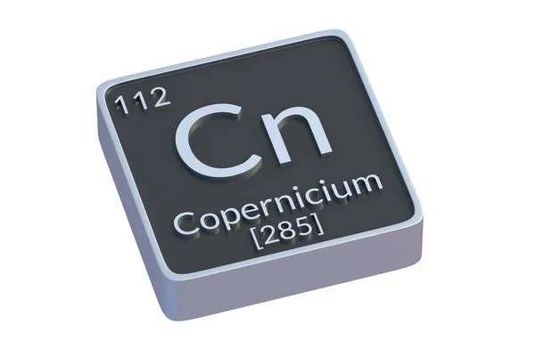 Copernicium Хімічний Елемент Періодичної Таблиці Ізольований Білому Тлі Металевий Символ — стокове фото