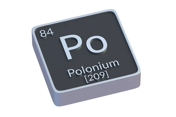 Polonium Kemiska Element Periodiska Tabellen Isolerad Vit Bakgrund Metallisk Symbol — Stockfoto