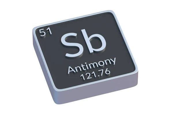 Antimoon Chemisch Element Van Periodiek Systeem Geïsoleerd Witte Achtergrond Metaalsymbool — Stockfoto